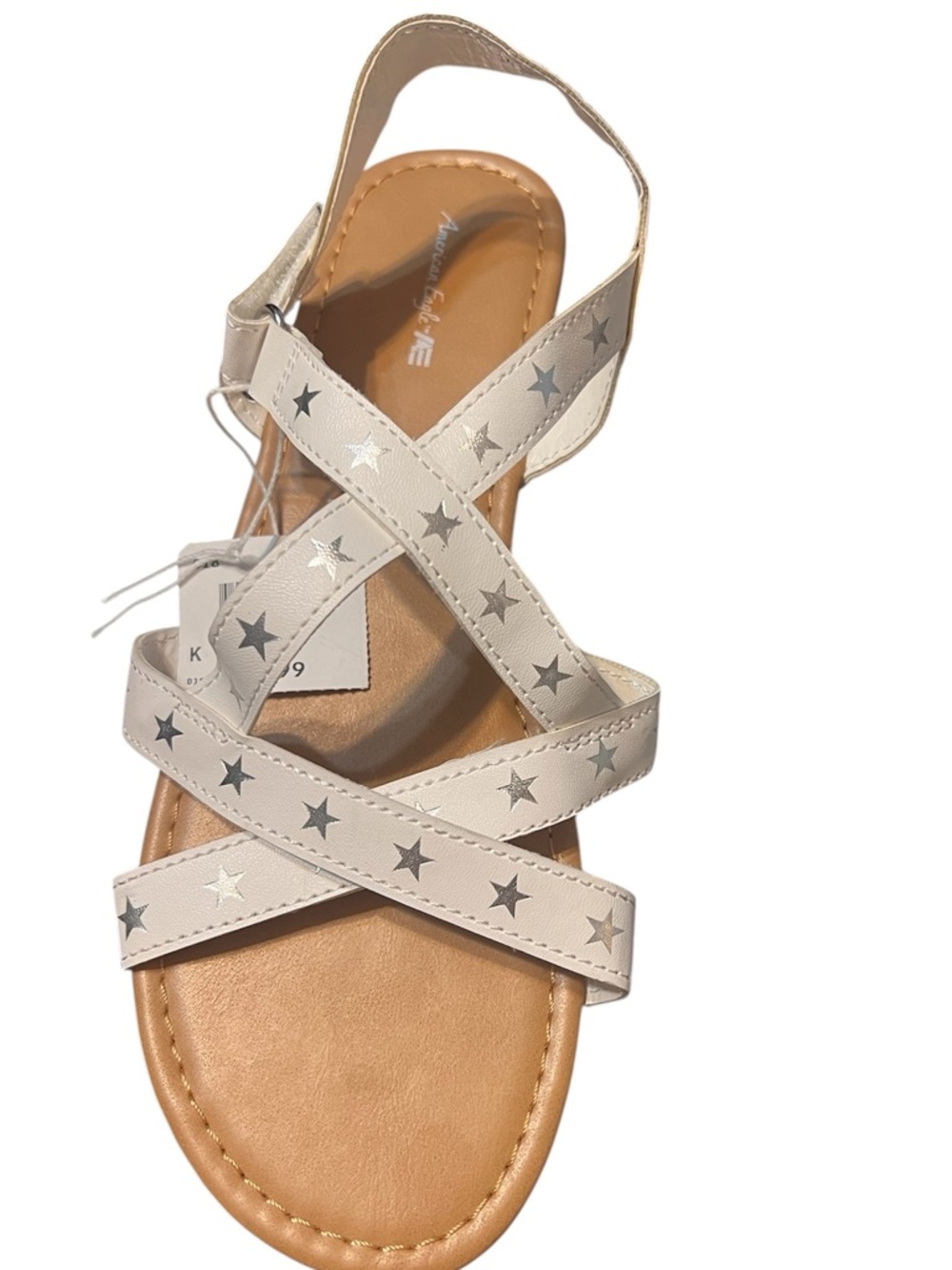 American Eagle Outfitters Girls' White Silver Star Slingback Sandals NWT Size 5